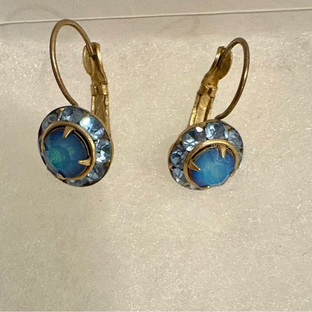 Chic Gold and Blue Stone Earrings